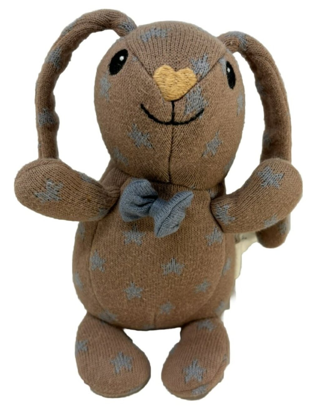 Apple Park Organic Cotton Bunny Rabbit Plush 9" Floppy Ears Brown Star Tie